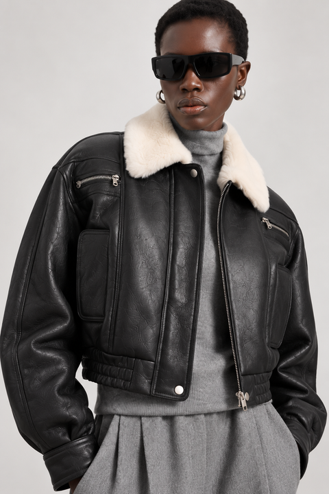Cropped Shearling Jacket