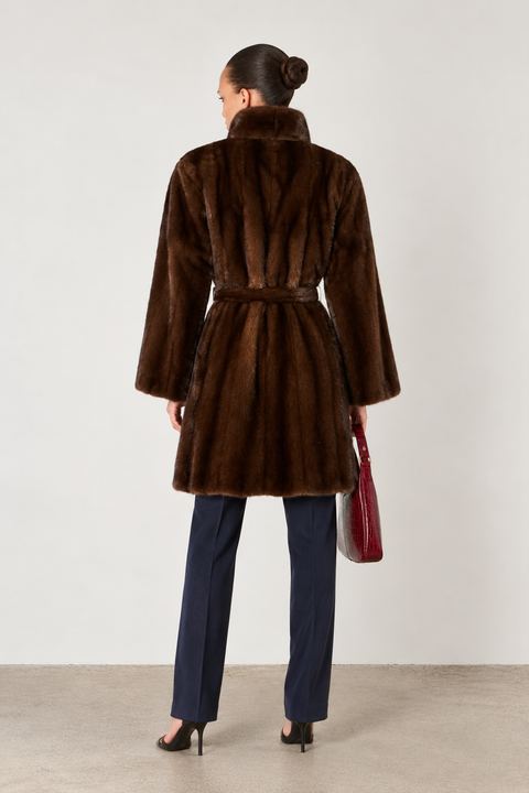 Cappotto midi in vero visone
