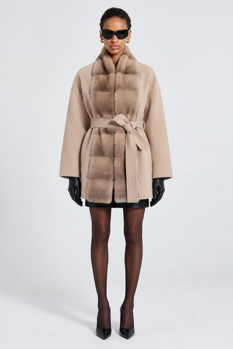 Manteau en cachemire avec vison
